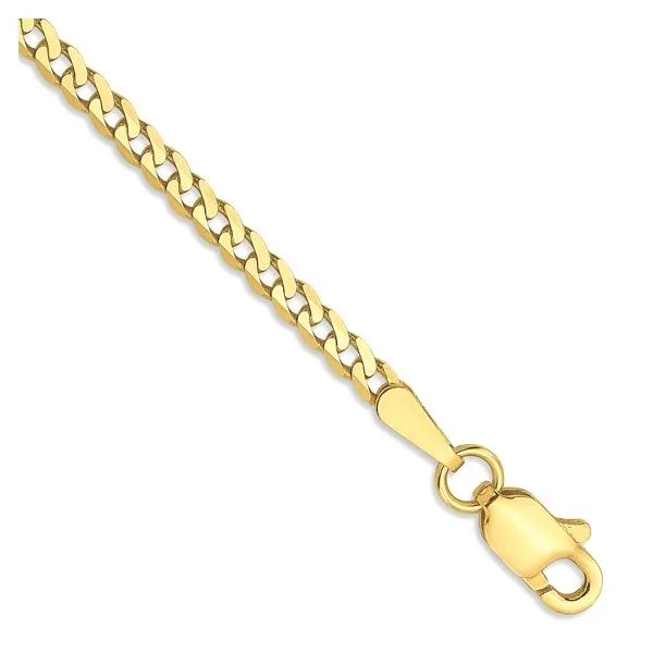14KY Gold 2.2 mm Flat Beveled Curb Bracelet - 7