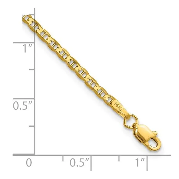 14KY Gold 2.4 mm Concave Anchor Bracelet - 7