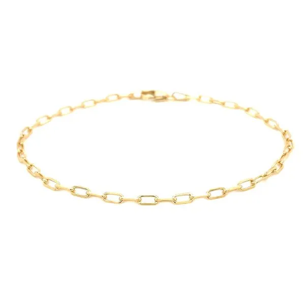 14KY Gold 2.2 mm Beveled D/C Paperclip Bracelet - 7