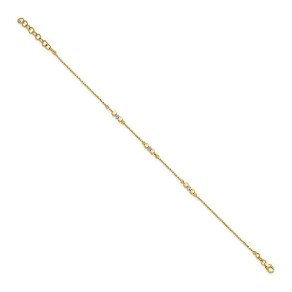 14K Y&W Gold 3 Station with Beads Bracelet - 7