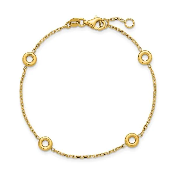 14KY Gold 4 Circle Station Bracelet - 7