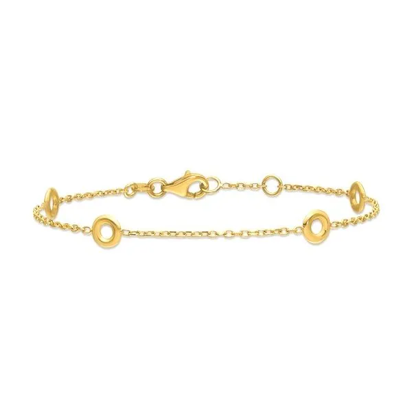 14KY Gold 4 Circle Station Bracelet - 7