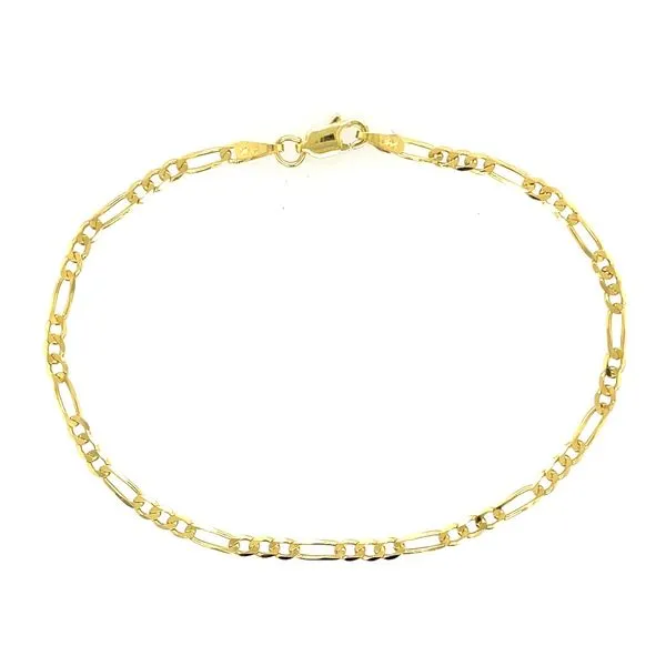 14KY Gold 2.25 mm Flat Figaro Bracelet - 7