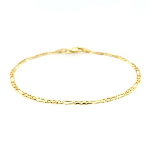 14KY Gold 2.25 mm Flat Figaro Bracelet - 7