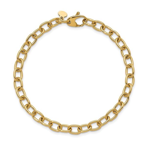 14KY Gold 5.25 mm Solid Oval Cable Link Bracelet - 7.5