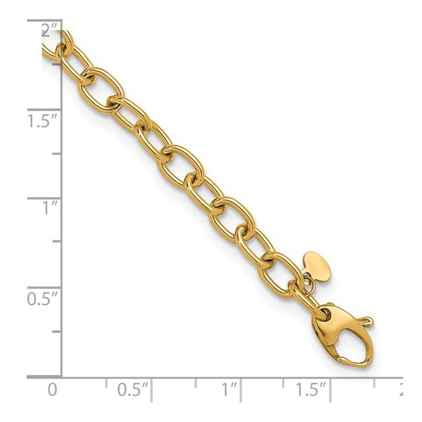 14KY Gold 5.25 mm Solid Oval Cable Link Bracelet - 7.5