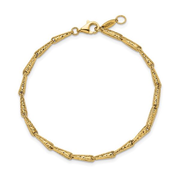 14KY Gold 2.6 mm Diamond Cut Fancy Link Bracelet - 7.25