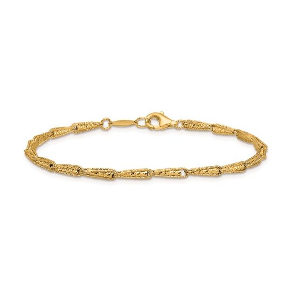 14KY Gold 2.6 mm Diamond Cut Fancy Link Bracelet - 7.25
