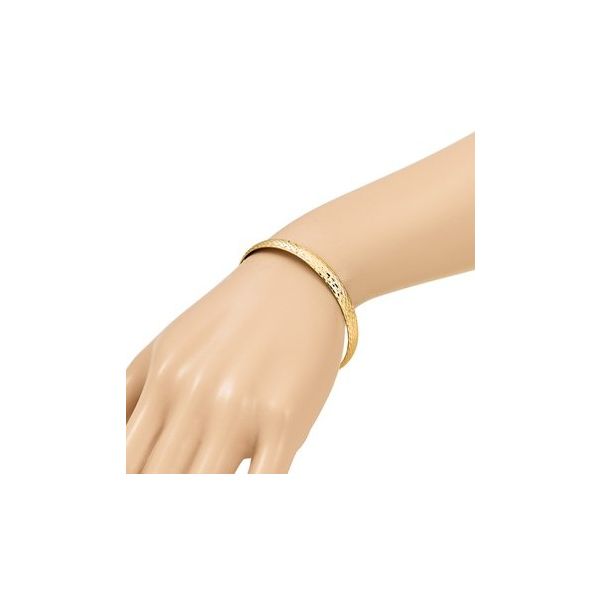 14KY Polished Diamond-Cut 6.5 mm Wide Flexible Bangle Image 4 Franzetti Jewelers Austin, TX