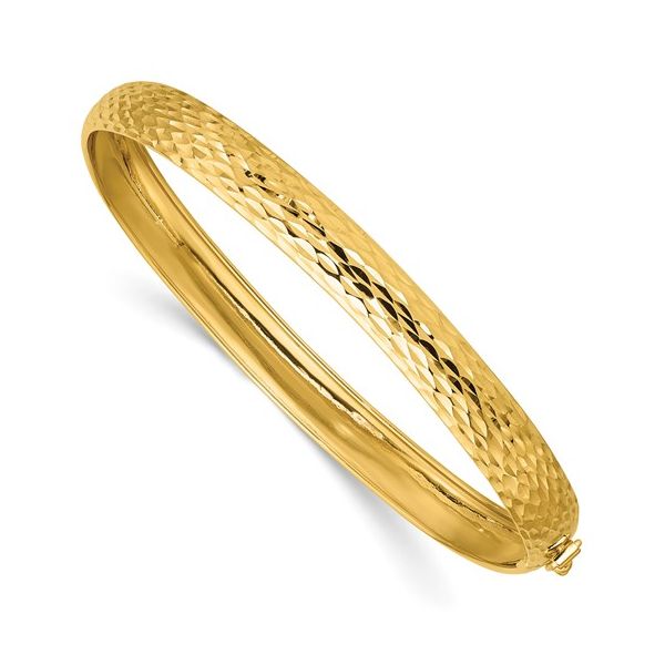 14KY Polished Diamond-Cut 6.5 mm Wide Flexible Bangle Franzetti Jewelers Austin, TX