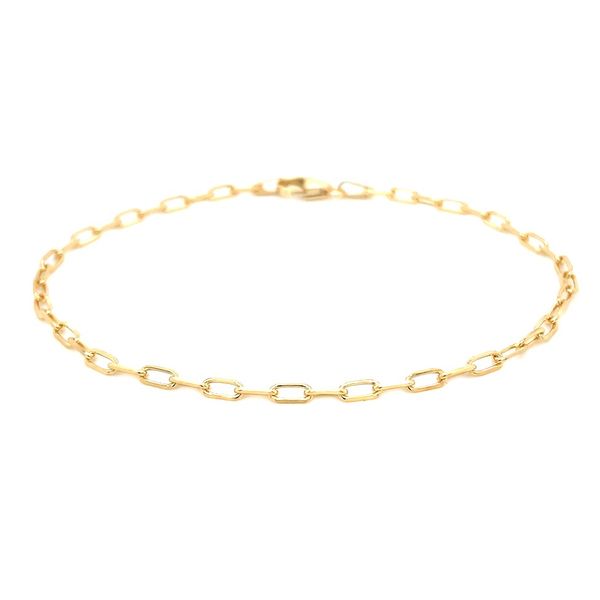 14KY Gold 2.2 mm Beveled D/C Paperclip Bracelet - 7