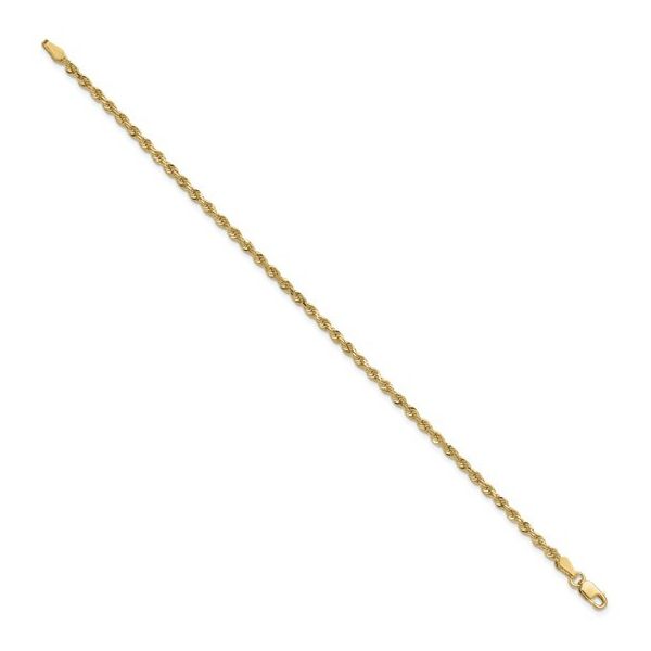 14KY Gold 2.25 mm Diamond Cut Rope Bracelet - 7