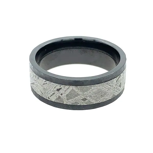 8 MM Zirconium Band with Meteorite Inlay Image 3 Franzetti Jewelers Austin, TX