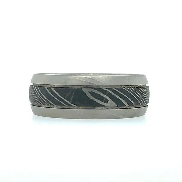8 MM Damascus Steel Band with Darker Damascus Center Franzetti Jewelers Austin, TX