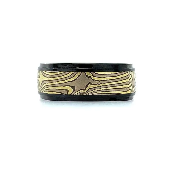 8.5 MM Zirconium Band with Mokume Gane Inlay Image 3 Franzetti Jewelers Austin, TX