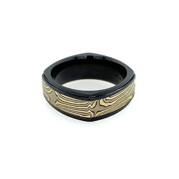 8.5 MM Zirconium Band with Mokume Gane Inlay Image 4 Franzetti Jewelers Austin, TX
