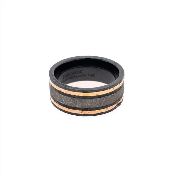 8 MM Zirconium Band with Meteorite & Rose Gold Inlay Image 3 Franzetti Jewelers Austin, TX