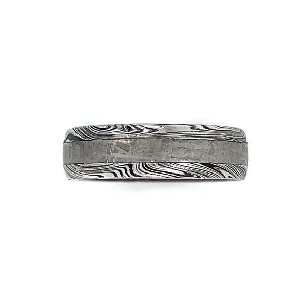 7 MM Damascus Band with Meteorite Inlay & Koa Wood Sleeve Image 3 Franzetti Jewelers Austin, TX