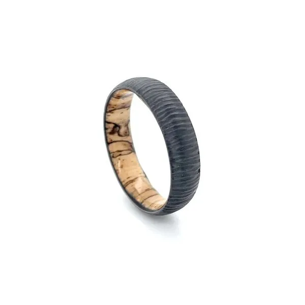 6 MM Domed Zirconium Band Featuring a Spalted Tamarind Sleeve Image 5 Franzetti Jewelers Austin, TX