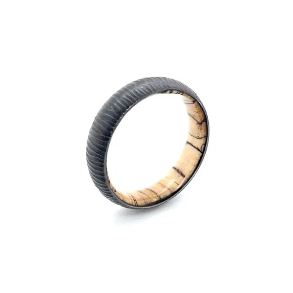 6 MM Domed Zirconium Band Featuring a Spalted Tamarind Sleeve Franzetti Jewelers Austin, TX