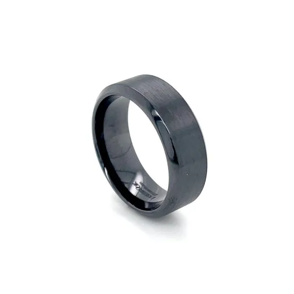 8 MM High Bevel Zirconium Band with Brush Satin Finish Image 4 Franzetti Jewelers Austin, TX