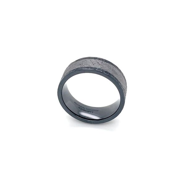 8 MM Flat Zirconium Band with Meteorite Inlay Image 4 Franzetti Jewelers Austin, TX