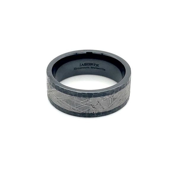 8 MM Flat Zirconium Band with Meteorite Inlay Image 5 Franzetti Jewelers Austin, TX