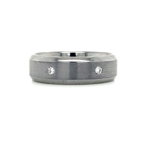 Tantalum 7 MM Beveled Edge Band with Flush Set Lab Diamonds Image 3 Franzetti Jewelers Austin, TX