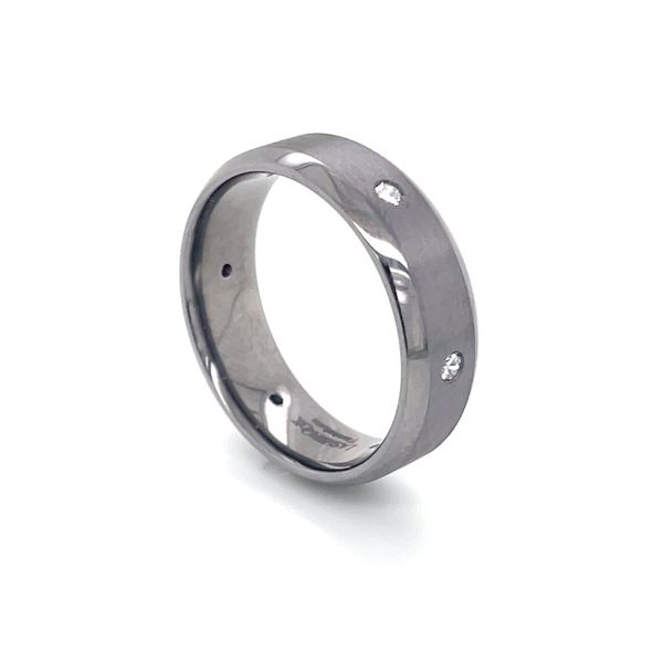 Tantalum 7 MM Beveled Edge Band with Flush Set Lab Diamonds Image 4 Franzetti Jewelers Austin, TX