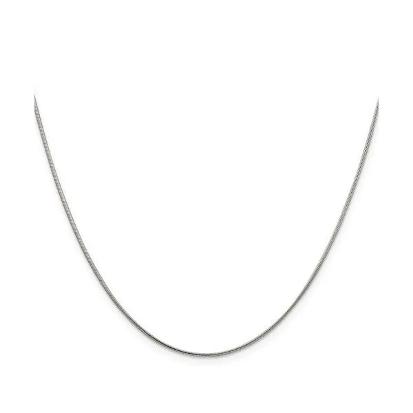 SS Rhodium-plated 1 mm Round Snake Chain 18