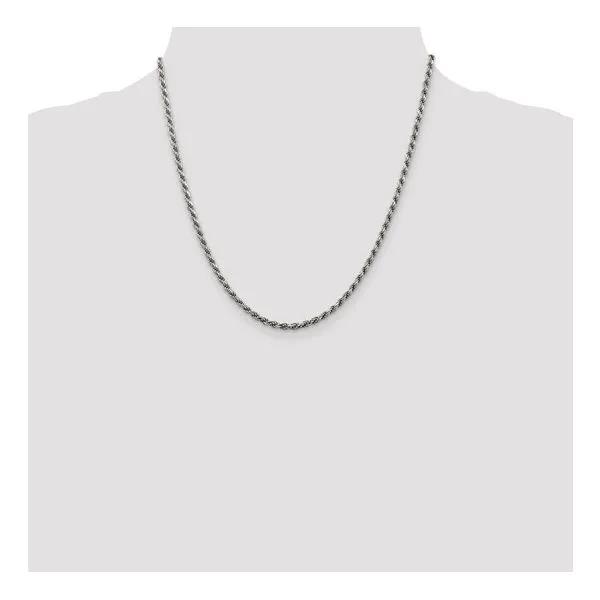 SS Rhodium-plated 2.75 mm D/C Rope Chain 20