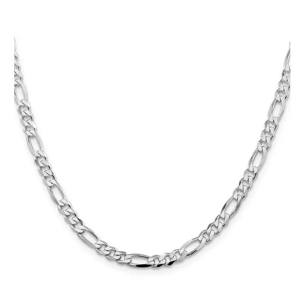 SS Rhodium-plated 4.5 mm Figaro Chain 20