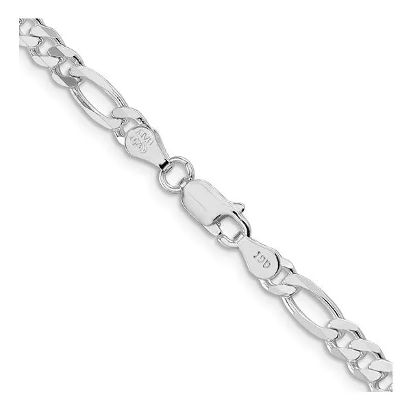 SS Rhodium-plated 4.5 mm Figaro Chain 20