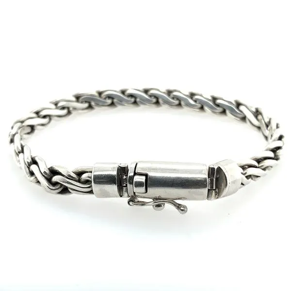 SS Hand Woven 7.5 mm Single Braid Bali Bracelet 8.75