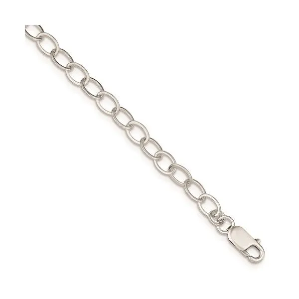 Sterling Silver Fancy Link Charm Bracelet 7.5