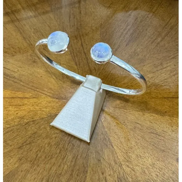 SS Cuff Bracelet with Round Moonstones Image 2 Franzetti Jewelers Austin, TX