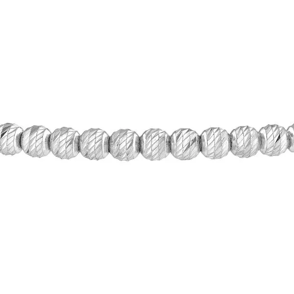 Sterling Silver Diamond-Cut Beads Adjustable Bracelet Image 2 Franzetti Jewelers Austin, TX