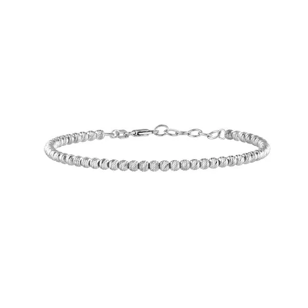 Sterling Silver Diamond-Cut Beads Adjustable Bracelet Image 3 Franzetti Jewelers Austin, TX