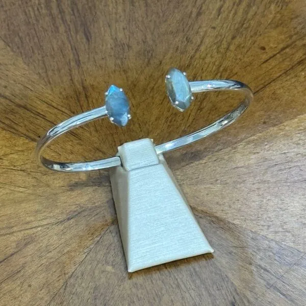 SS Cuff Bracelet with Marquise Labradorites Image 2 Franzetti Jewelers Austin, TX