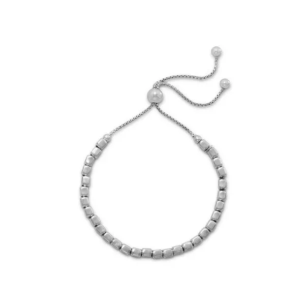 SS Rhodium Plated Square Bead Bolo Bracelet Franzetti Jewelers Austin, TX
