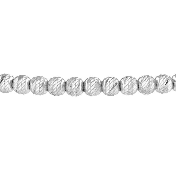 Sterling Silver Diamond-Cut Beads Adjustable Bracelet Image 2 Franzetti Jewelers Austin, TX
