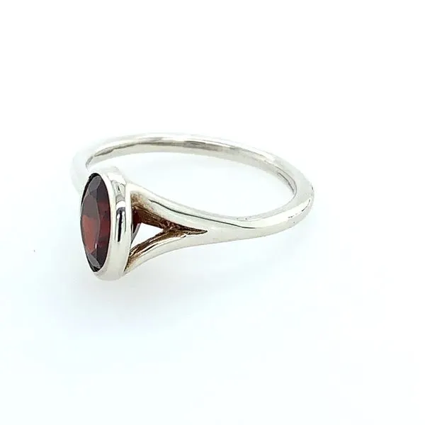 SS Angled Bezel Set Garnet Ring Image 2 Franzetti Jewelers Austin, TX