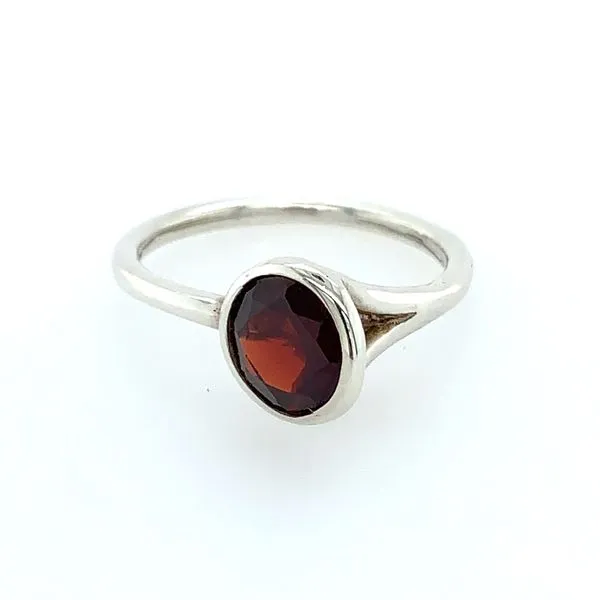 SS Angled Bezel Set Garnet Ring Franzetti Jewelers Austin, TX