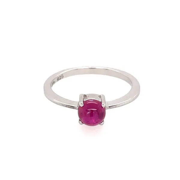 Sterling Silver Ring with Cabochon Pink Sapphire Image 2 Franzetti Jewelers Austin, TX