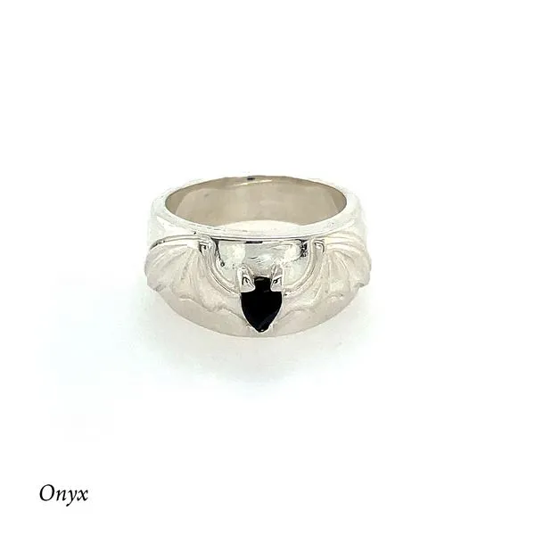 SS Large Onyx Austin Bat Ring Image 2 Franzetti Jewelers Austin, TX