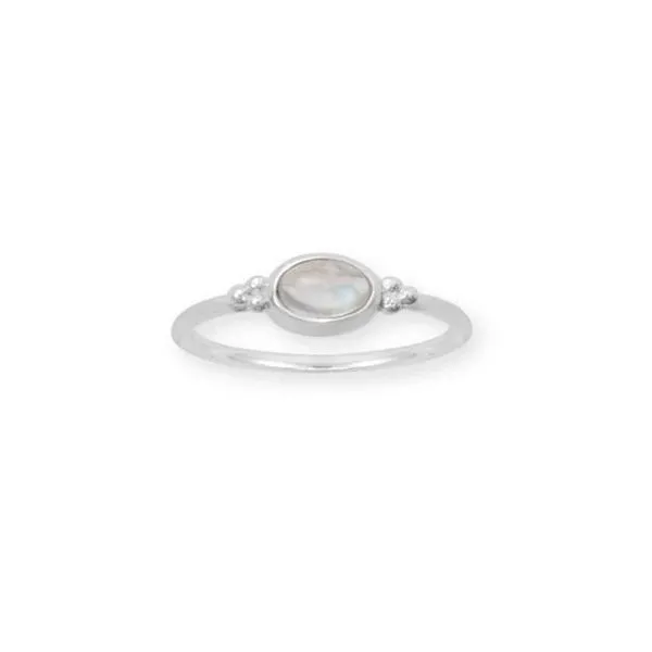 SS Dainty Oval Rainbow Moonstone Ring Franzetti Jewelers Austin, TX