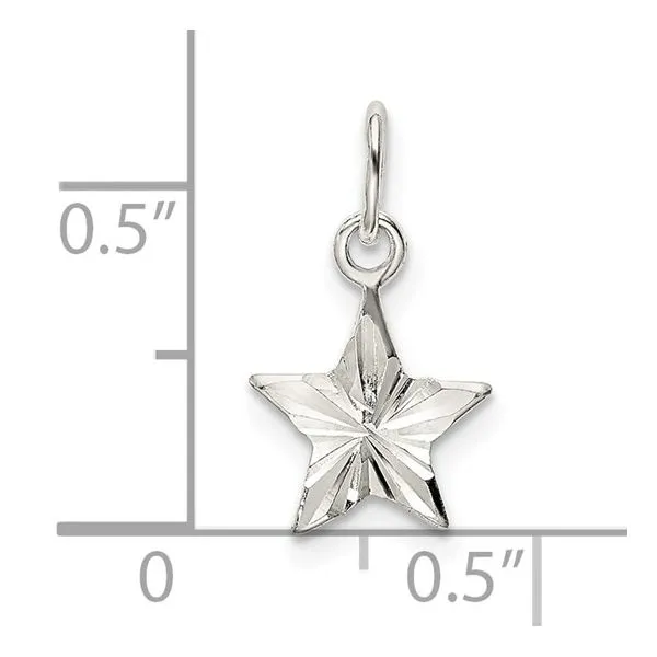 Diamond Cut Silver Star Charm Image 4 Franzetti Jewelers Austin, TX