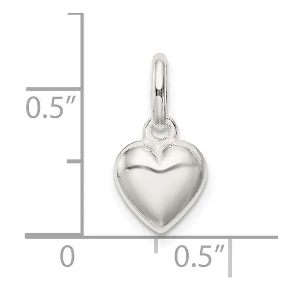 Sterling Silver Polished Puff Heart Charm Image 3 Franzetti Jewelers Austin, TX