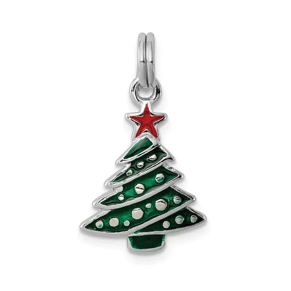 Sterling Silver Enamel Christmas Tree Charm Franzetti Jewelers Austin, TX
