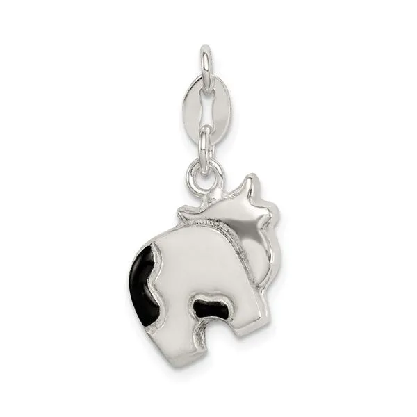 Sterling Silver Enameled Cow Charm Image 4 Franzetti Jewelers Austin, TX